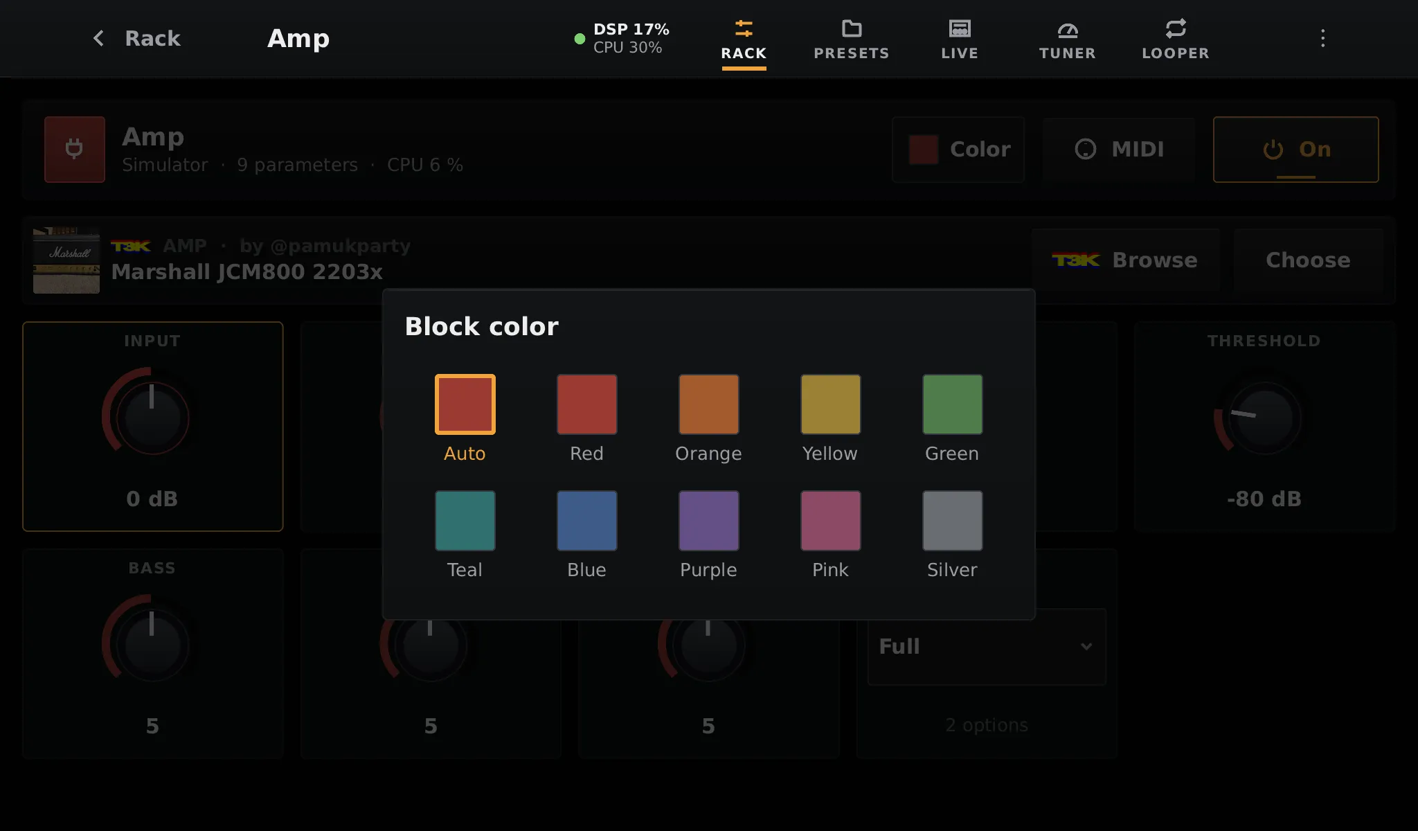 The Block color chooser with Auto and nine colours